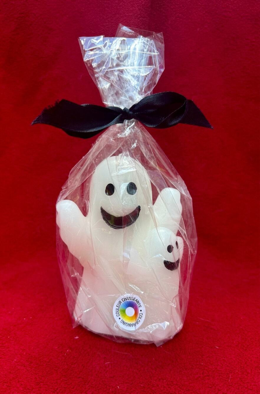 Halloween Ghost Candle Color Changing White Ghost w/ Baby Ghost NOS